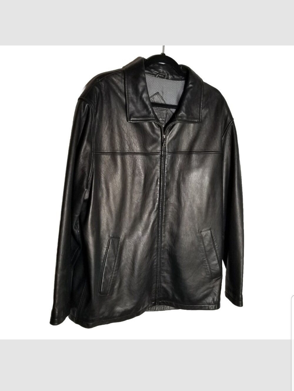 Roundtree & Yorke Lambskin Leather Jacket Men's XL Black Long Sleeve Full Zip